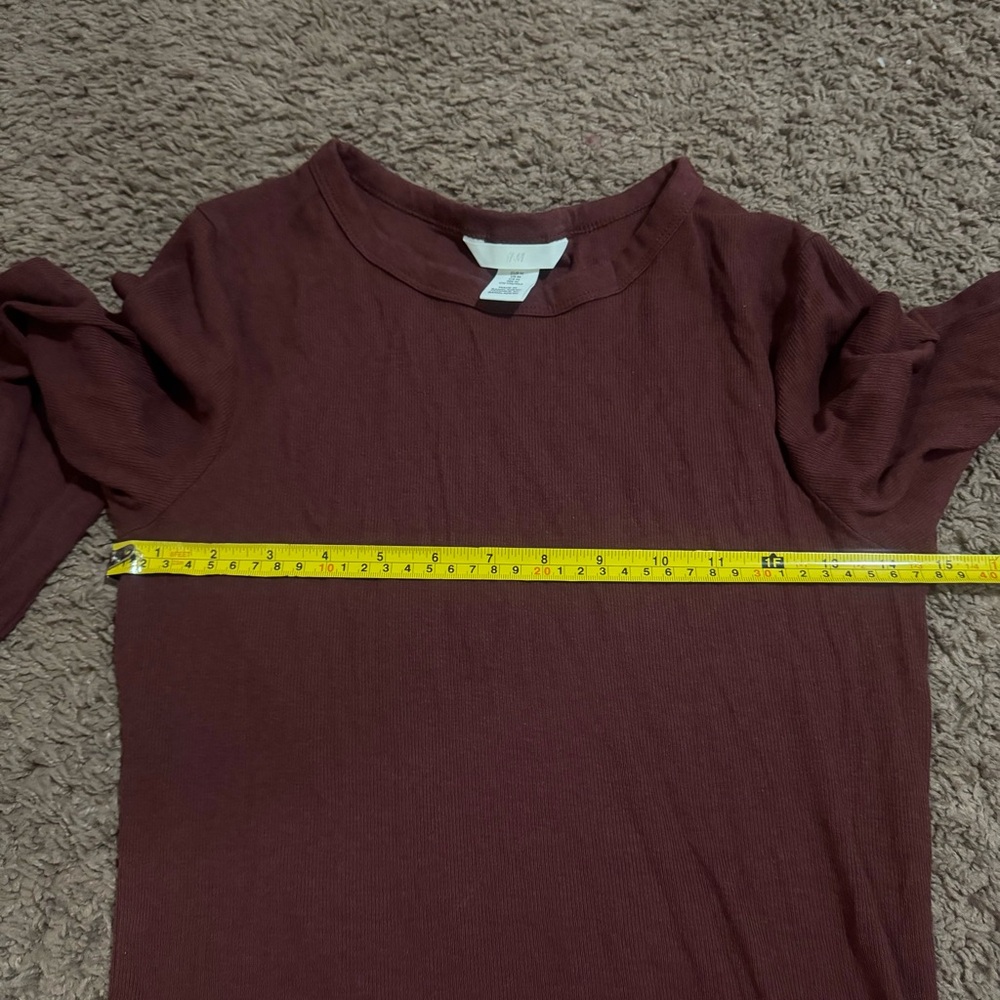 H&M Crew Neck Slim Fit Shirt Thermal Long Sleeve Top Gray Burgundy LOT OF 2 M - Picture 7 of 11